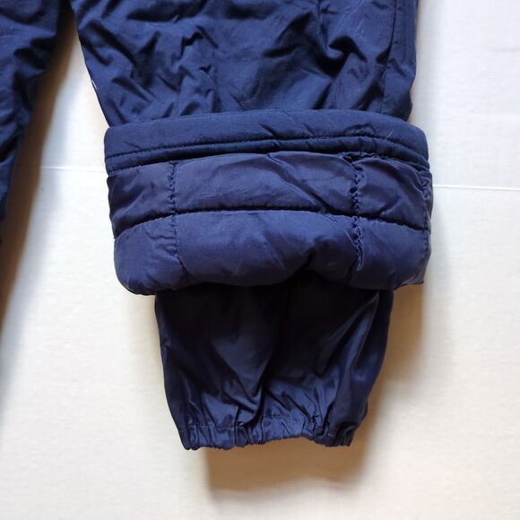 Lands End Snow Ski Pants Kids Size 5 Navy Blue Bibs Overalls Pockets 100% Nylon - Picture 4 of 11